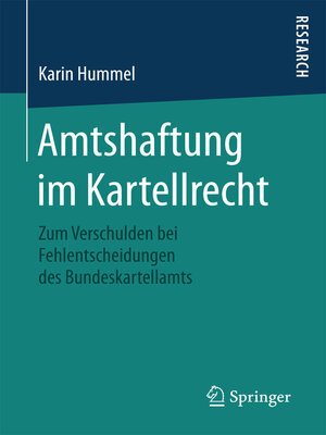 cover image of Amtshaftung im Kartellrecht
